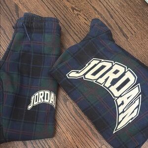 Jordan Blue and Green Tartan Sweatpants